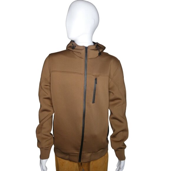 Marc AsMens Brown Hooded Softshell Jacket With Zippered Pocket & Full Zip Closur - Picture 4 of 9